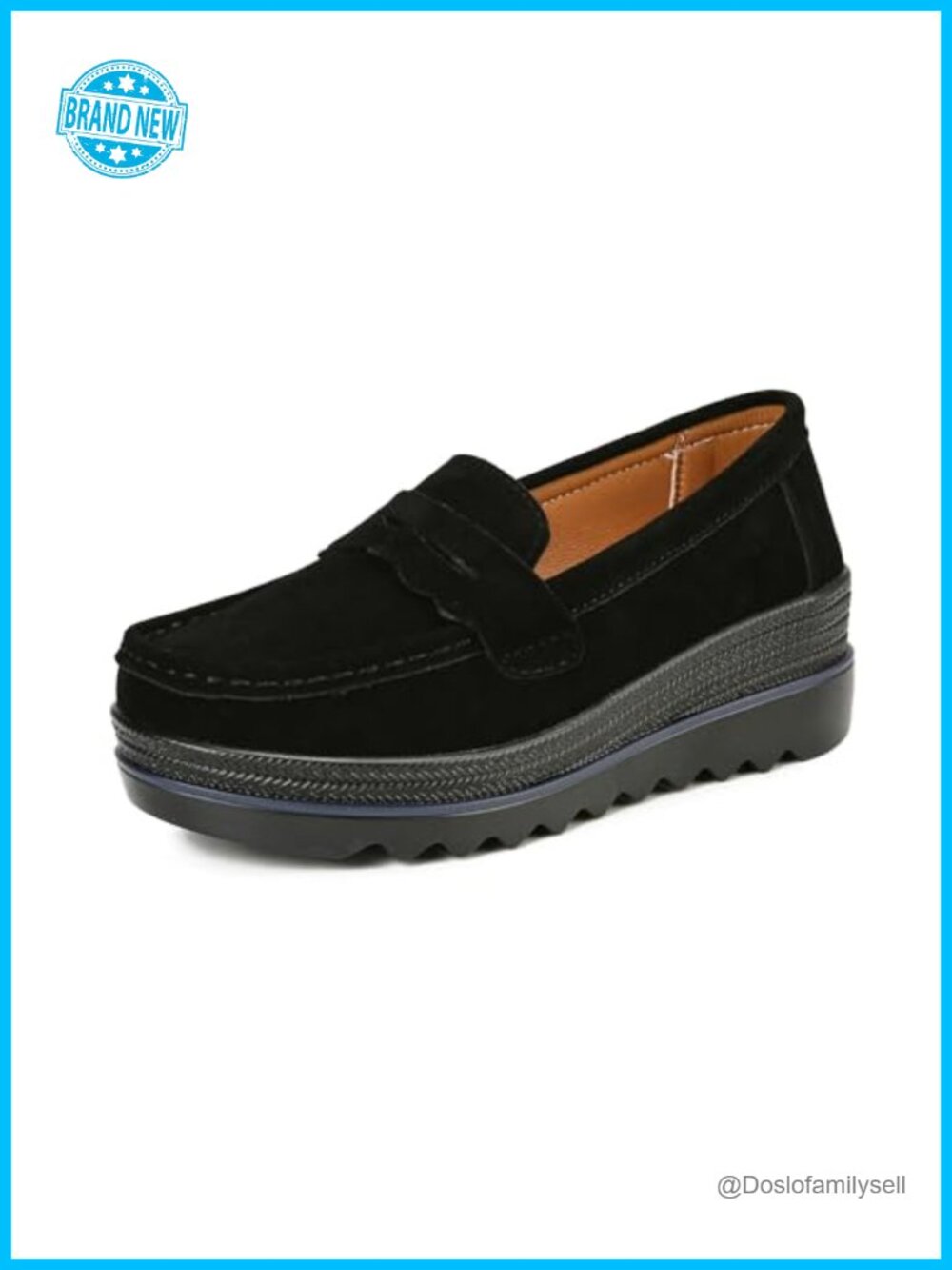 Ruiatoo Women's Slip-On Platform Loafers Suede Wedge Mocs Lightweight Casual